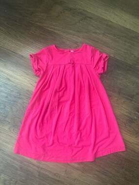 Jacadi Paris Girls Pink Short Sleeve Bow Jersey Dress Size 4Y